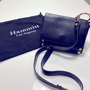 HAMMITT Black Leather Gold Grommet Crossbody Purse